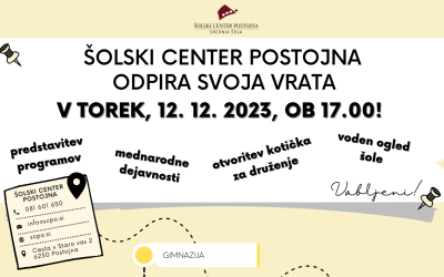 Šolski center Postojna odpira svoja vrata